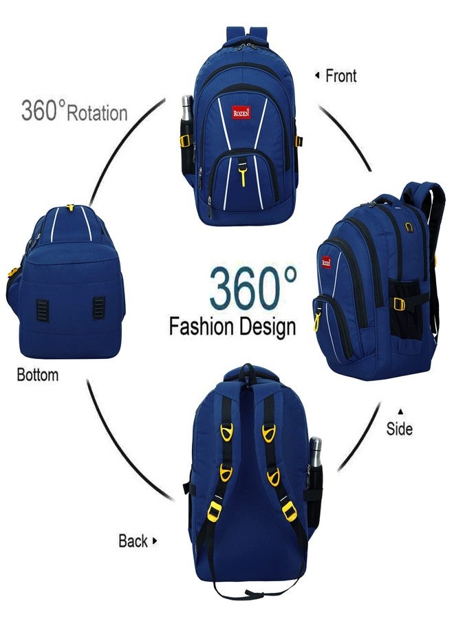 ROZEN حقيبة ظهر للسفر من روزن سعة 55 لترًا للرحلات والتخييم (أزرق داكن) - Image 2